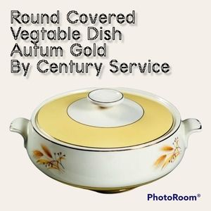 Round Covered Vegtable Dish Autumn Gold by Century Service Midcentury Vin…